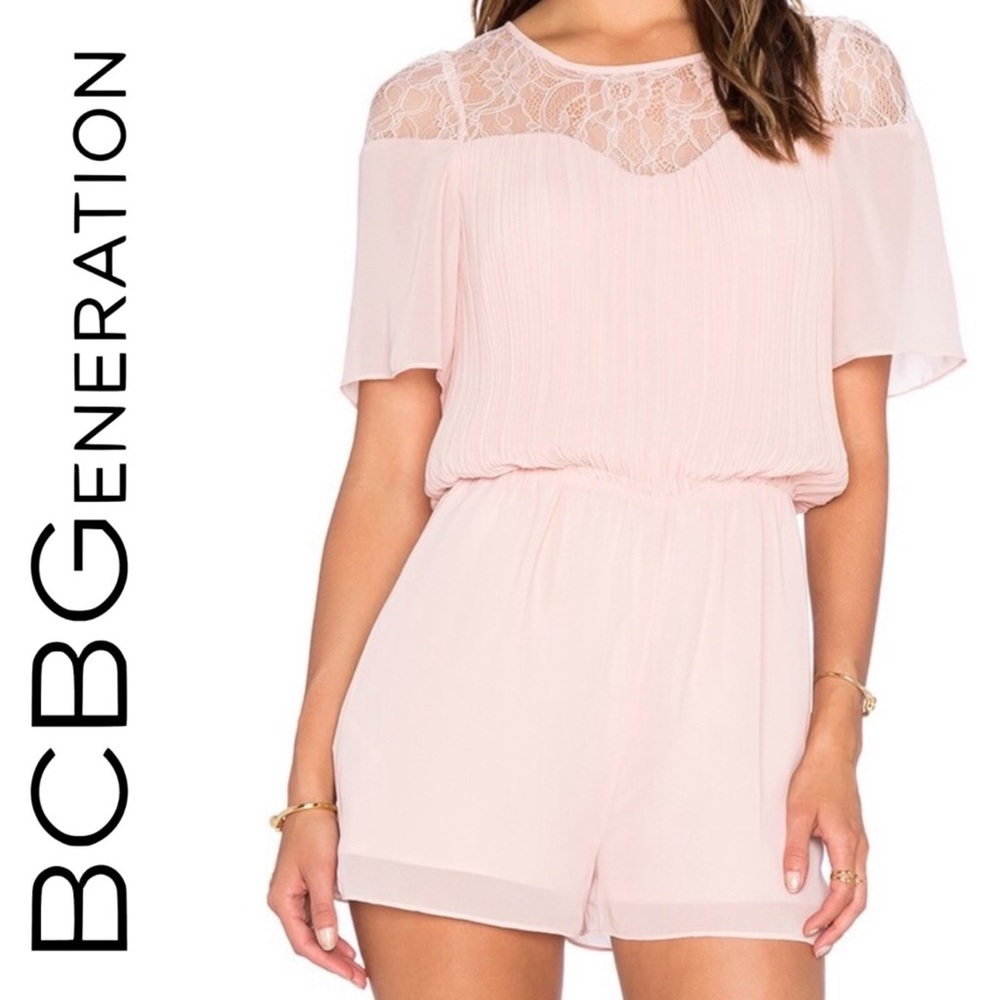 NWT BCBGeneration Lace Romper in Rose Smoke